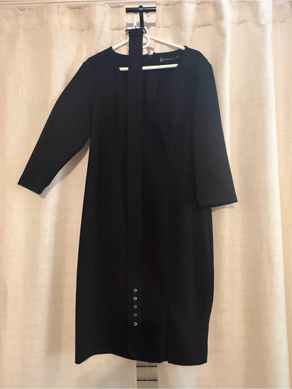 New York & Company Black Long Sleeve Shift Dress